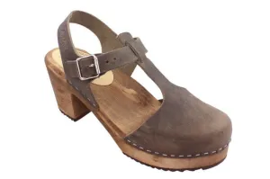 Lotta From Stockholm Highwood T-Bar Clogs Taupe